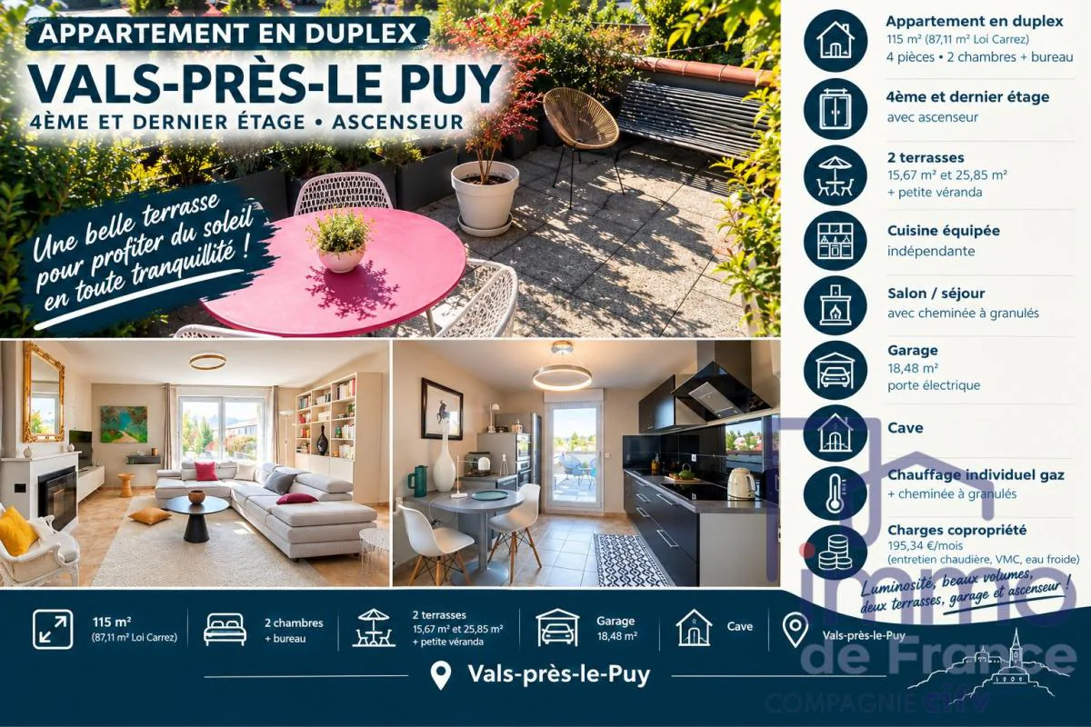 Appartement 5 pièces à vendre à Vals-près-le-Puy (43750) - photo 1